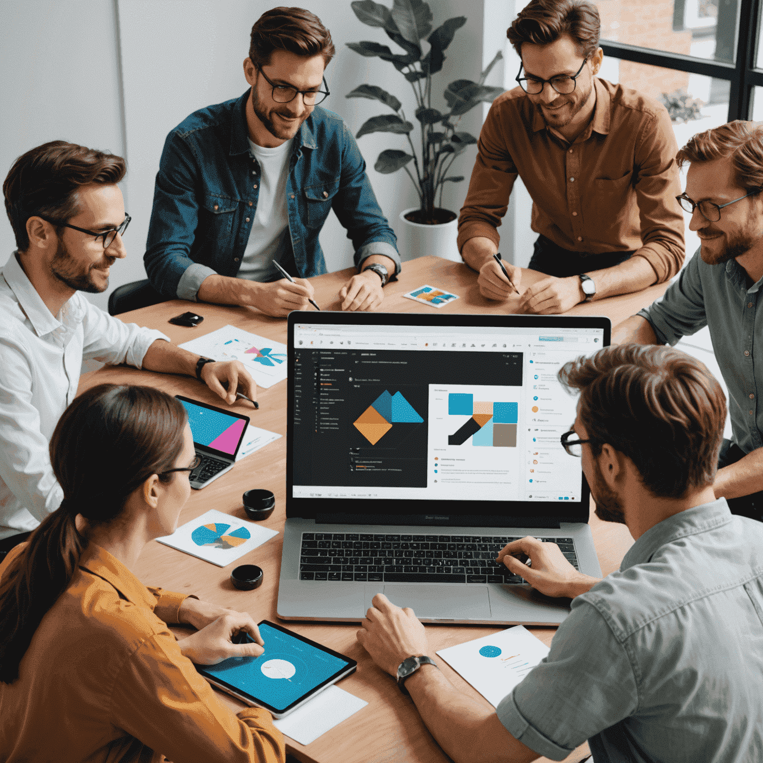 Team of designers collaborating on a Figma project, showcasing the platform's interface with multiple cursors indicating real-time collaboration
