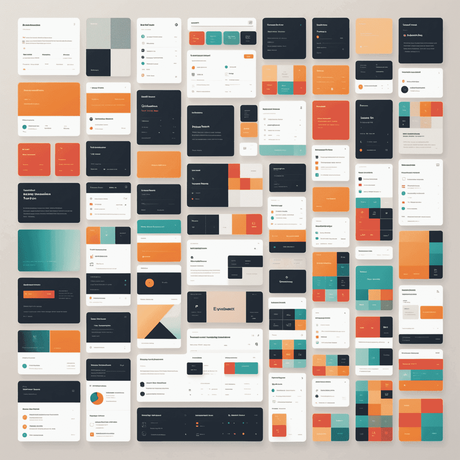 A visual representation of a design system, showing a grid of consistent UI components, color palettes, and typography styles. The image illustrates how various elements come together to create a cohesive design language.