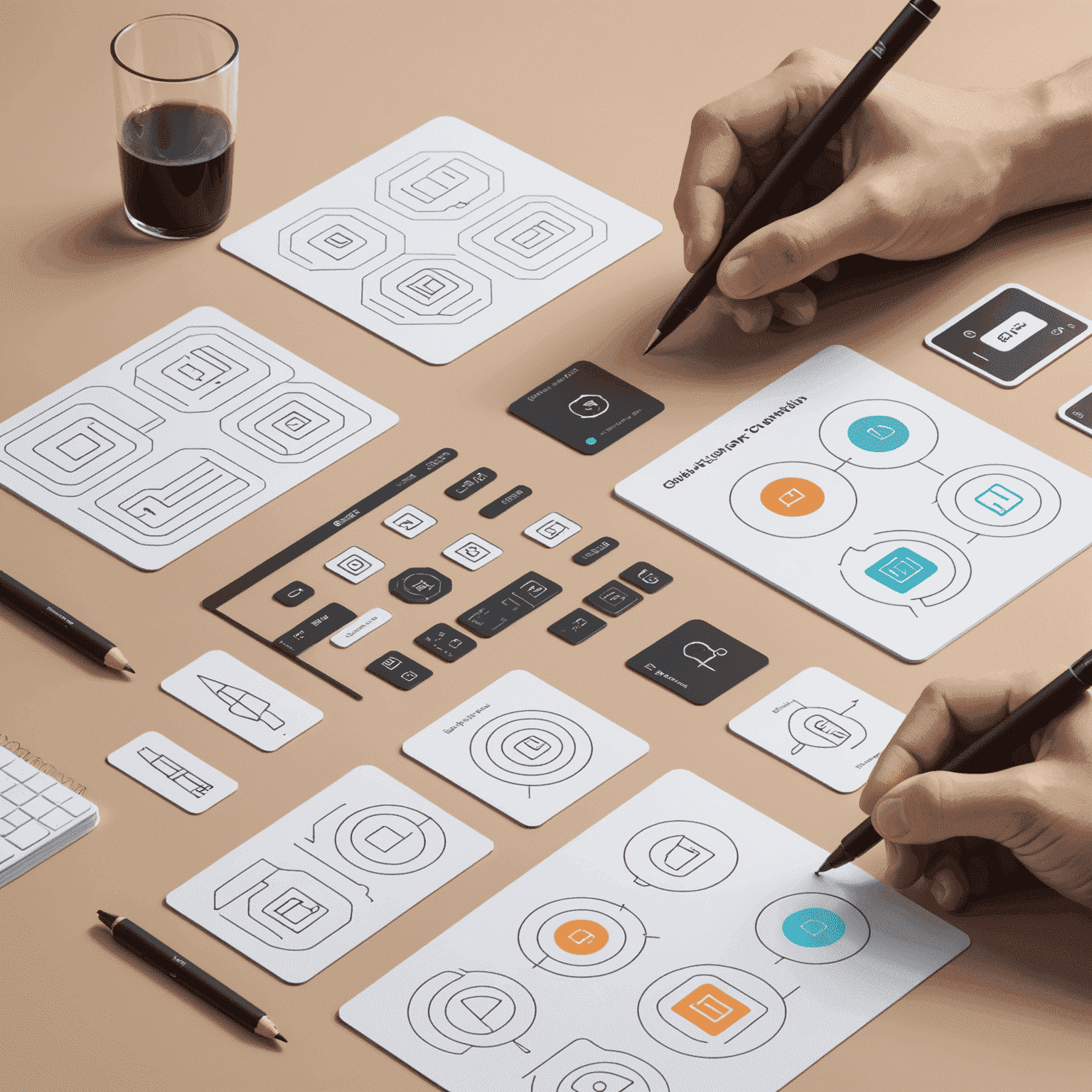 Illustration of Figma's new collaboration feature showing multiple cursors working on a design simultaneously