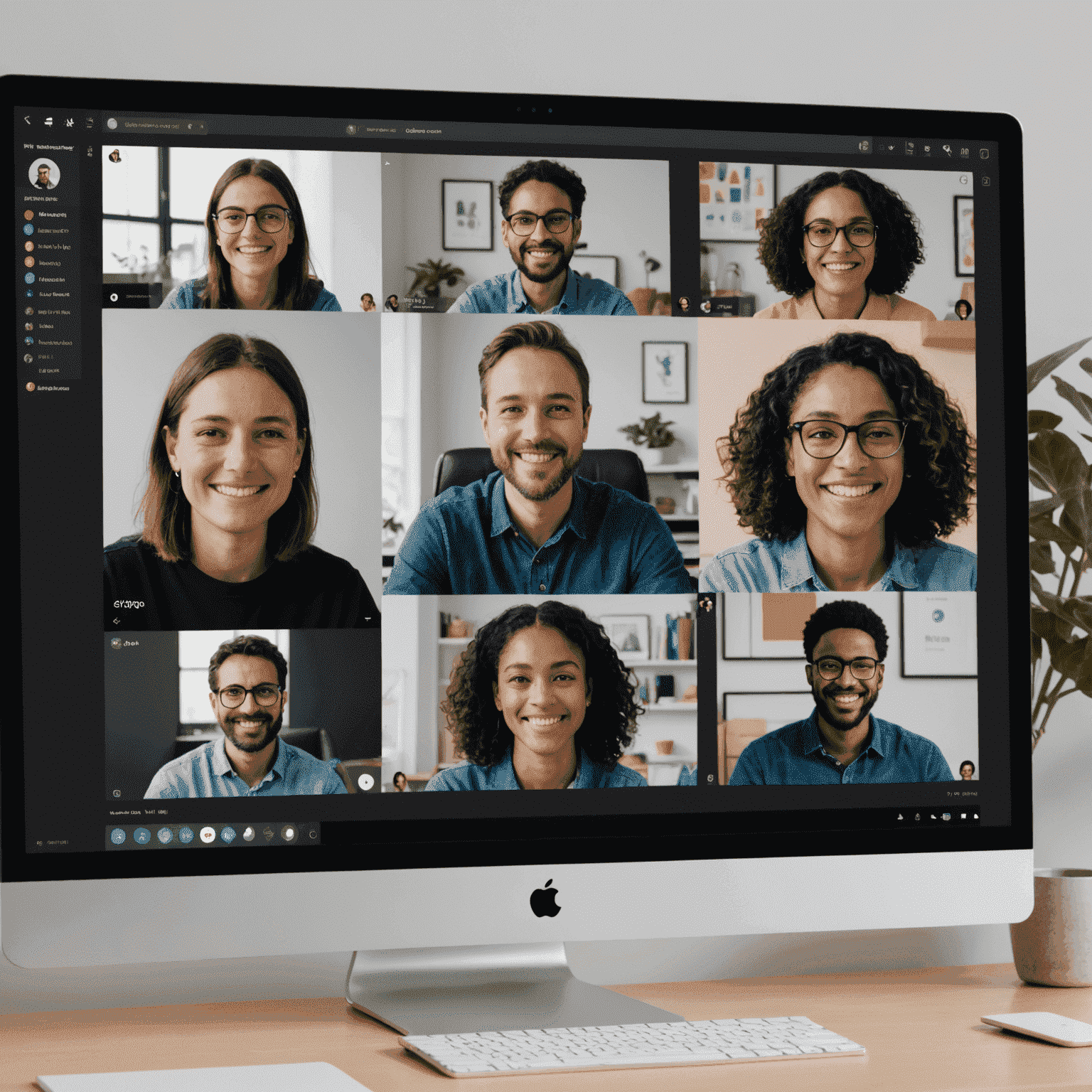 Split-screen view of Figma's new collaboration feature showing a design being edited on one side and a live video chat with team members on the other